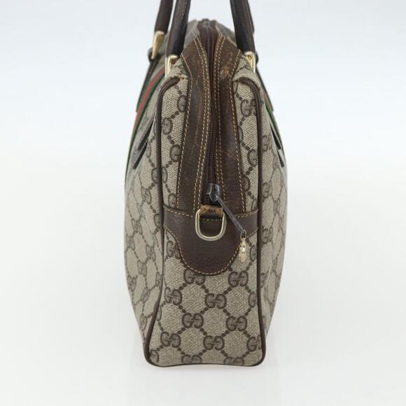 GUCCI GG Supreme Web Sherry Line Bag PVC Beige Gold 378 002 3839 Auth 151577 - Picture 3 of 16